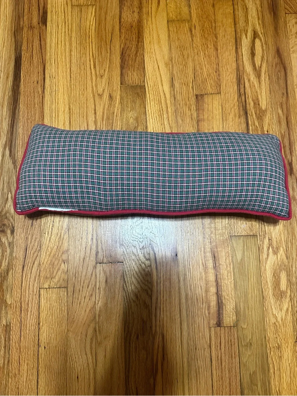Handmade Holiday Lumbar Pillow - 'Soon It Will Be Christmas Day' in Red/Cream